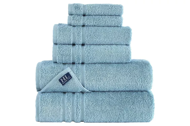 Hawmam Linen Light Blue 6 Piece Bath Towels Set