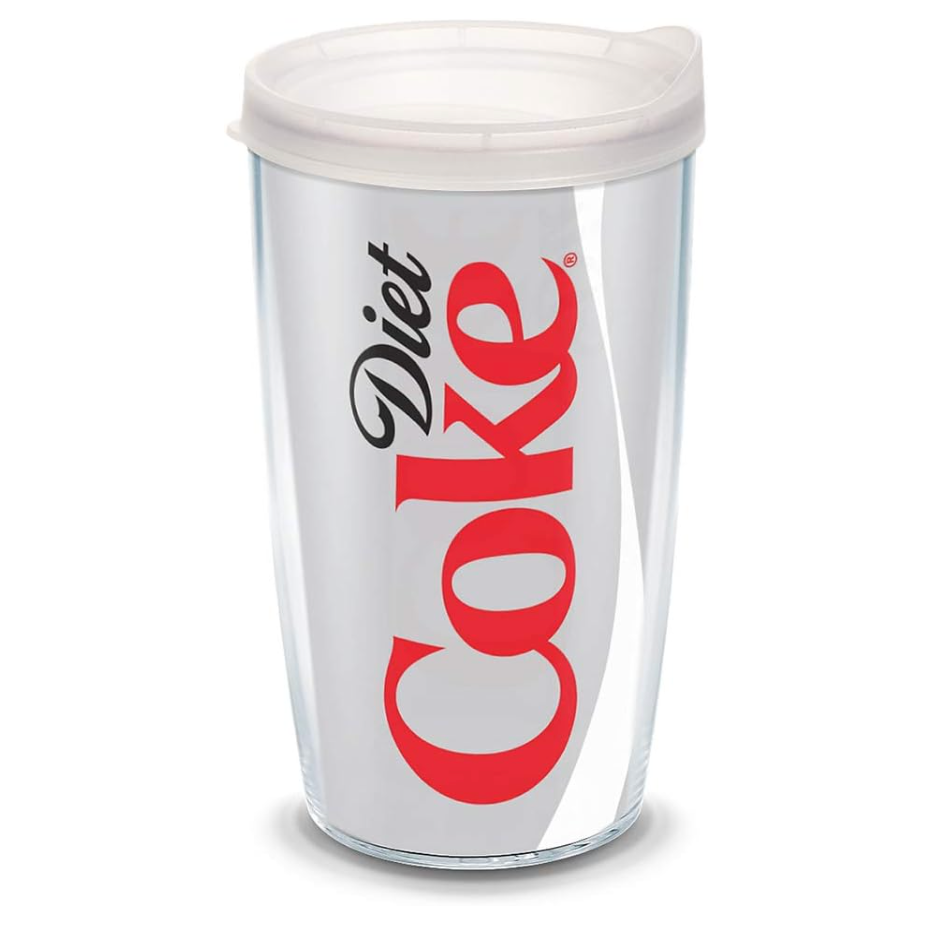 Diet Coke Tumbler with Wrap and Frosted Lid