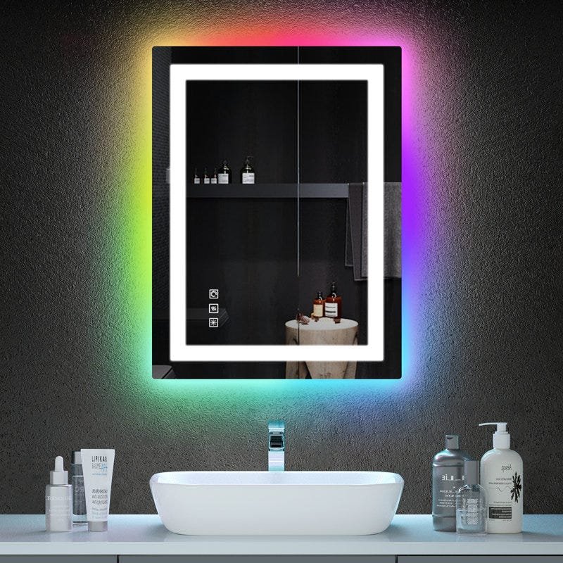 Gaulrapp Anti-Fog RGB Backlit and LED Frontlit Bathroom Mirror