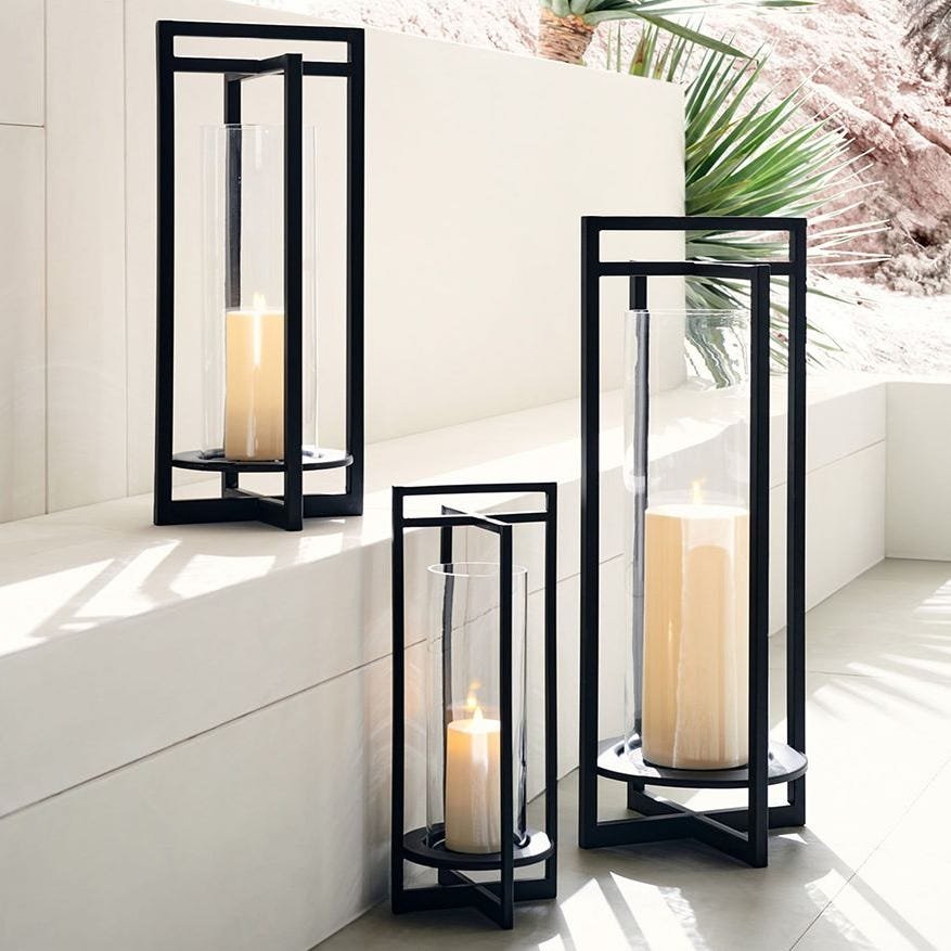 Brooks Cross Bar Steel & Glass Outdoor Lantern