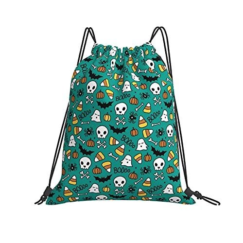 Halloween-Patterned Drawstring Backpack