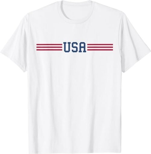 USA T Shirt Women Men Patriotic American White 4th of July T-Shirt